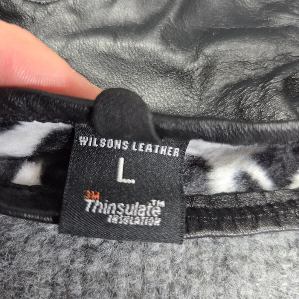 Wilson's Leather Vintage Women's Black Soft Leather Gloves Size Large Fuzzy Line